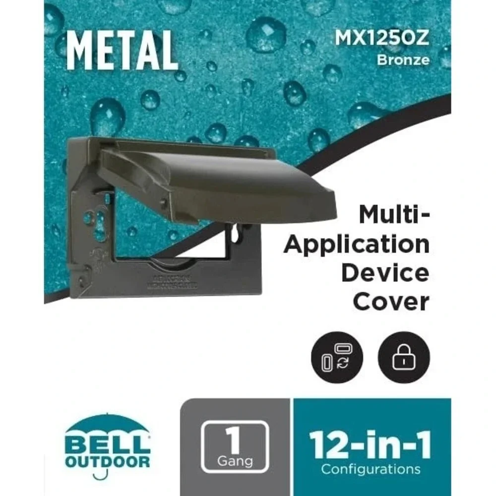 1-Gang Flip Weatherproof Cover, Vertical/Horizontal, 12-in-1, Bronze‎